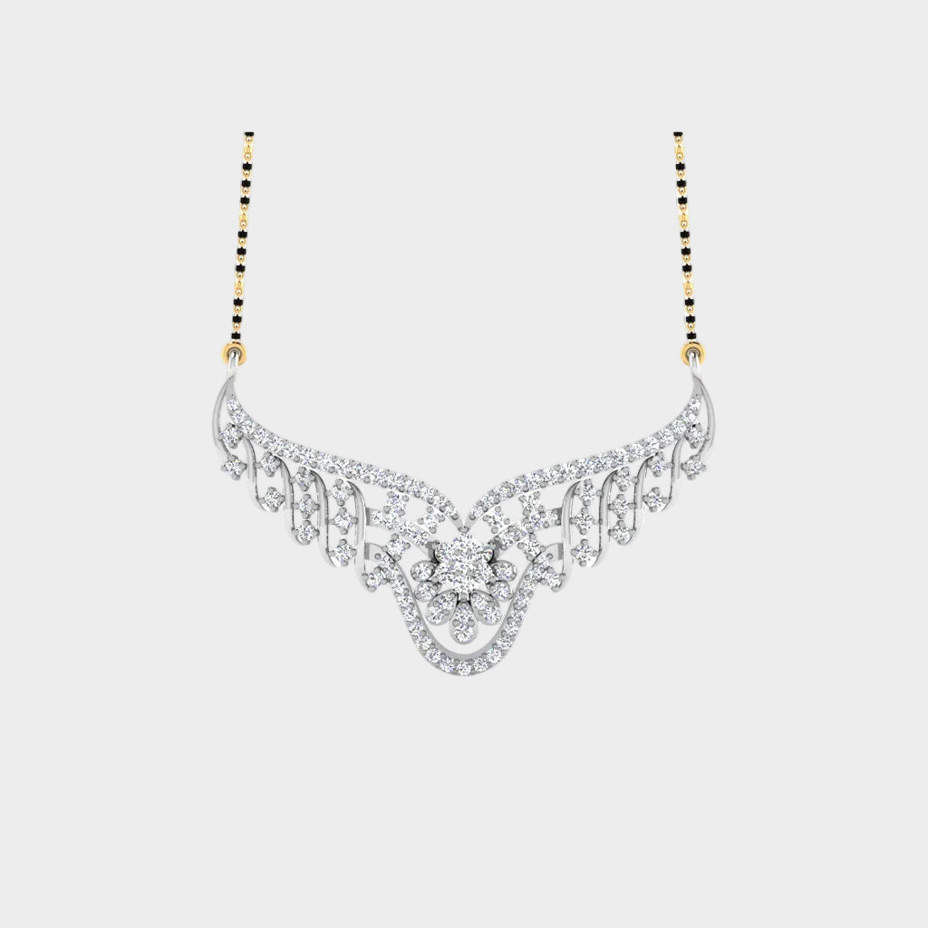 0.77 Ct Lab Diamond Mangalsutra In 18K White Gold Designer